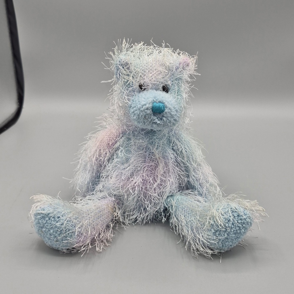 Ty The Punkies Collection 2002 Shaggy Blue Purple Frayed Eyelash Yarn Bear Plush